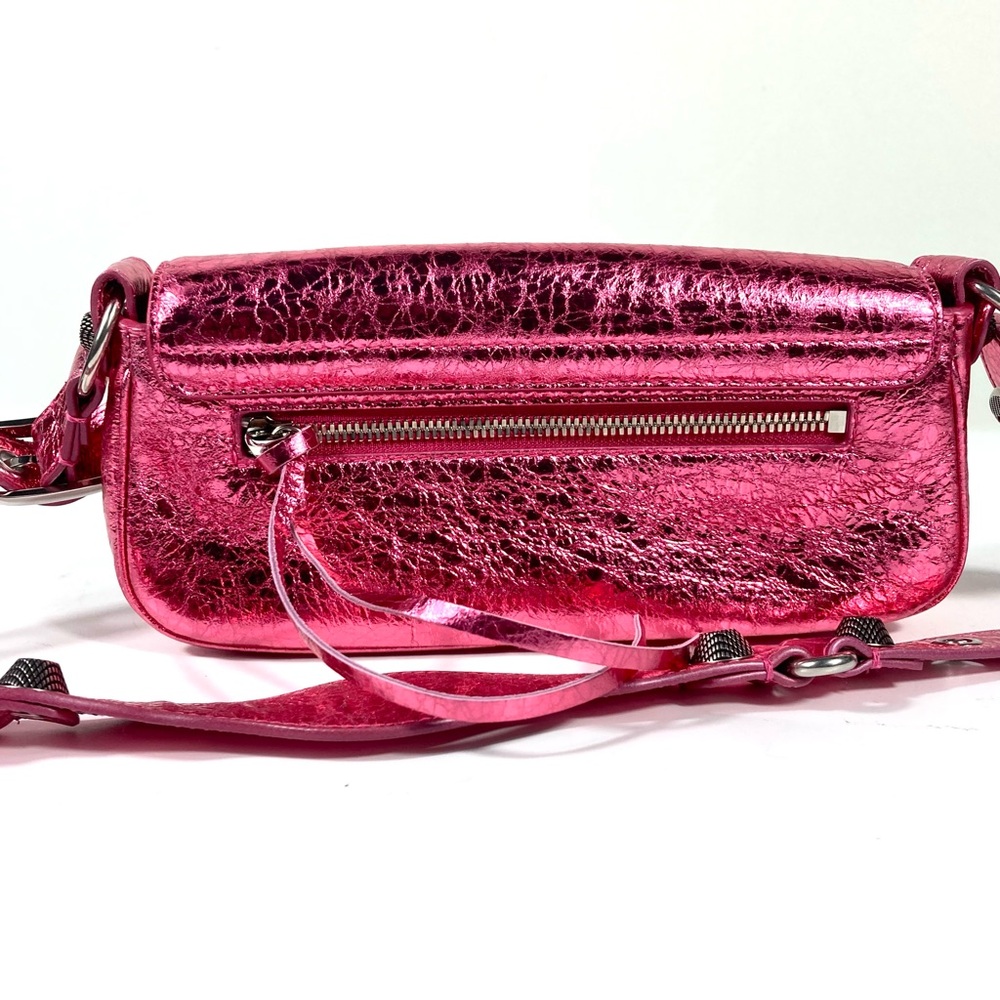 Balenciaga XSmall Le Cagole Metallic Leather Shoulder Bag Pink NEW Lambskin - Picture 7 of 17